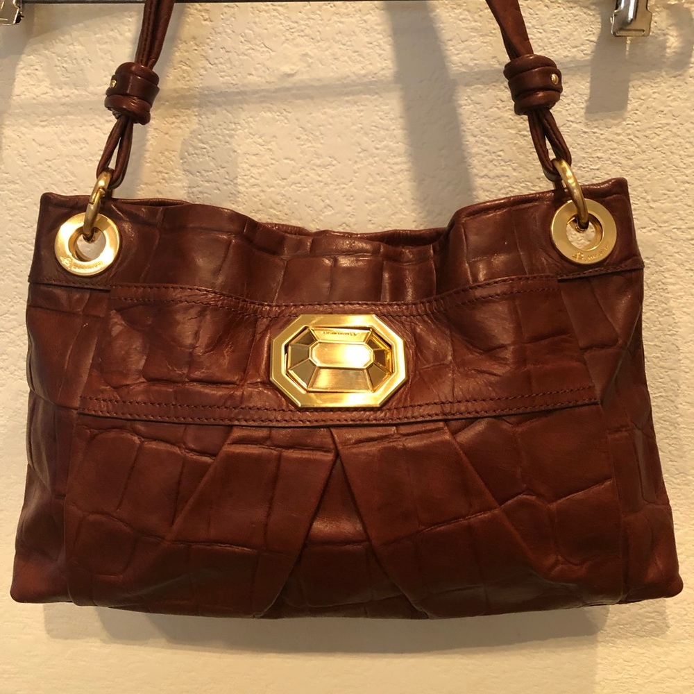 b.Makowsky Leather Croc-Pattern Bag